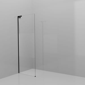 Balmani Modular inloopdouche: 80 x 200 cm, Helder glas met matte strook, Mat zwarte profielen met L-Shape