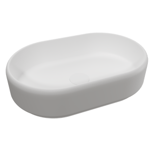 Balmani Scala Aufsatzwaschbecken: Matt Weiße Solid Surface, oval, 54 x 36 cm
