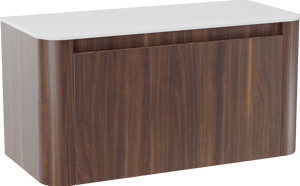 Storke Soft hängendes Möbelstück Set: 100 x 46 cm, Nussbaum, mit Tavola Soft Einzelwaschtischplatte Solid Surface Weiβ matt