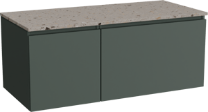 Balmani Sfera by Lucida zwevend badmeubel 120 x 55 cm forest met Stretto enkel of dubbel wastafelblad in terrazzo greige terrazzo