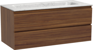 Balmani Lucida meuble salle de bains suspendu 120 x 55 cm noyer américain avec Tablo Arcato plan simple en marbre carrara