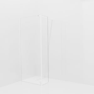 Balmani Modular douche à l'italienne avec paroi latérale fixe: 90 x 200 cm, Verre transparent avec bande mate, Profil Blanc mat