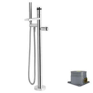 Blaufoss Sonic Thermostat freistehende Badewannenarmatur: Chrom glänzend, mit Brausekopf