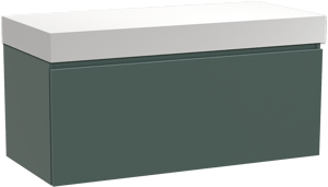 Balmani Sfera by Lucida zwevend badmeubel 120 x 55 cm forest met Dominus enkel of dubbel wastafelblad in solid surface mat wit