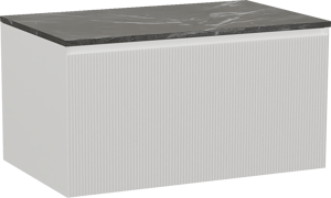 Balmani Fila by Mitra zwevend badmeubel 90 x 55 cm mat wit met Stretto enkel wastafelblad in marmer pietra grey, Verticale symmetrische rechte ribbel