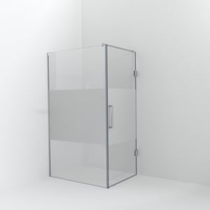 Balmani Modular inloopdouche met deur: 120 x 200 cm met deur 90 cm, Helder glas met matte strook, Hoogglans chroom profielen