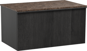 Balmani Forma zwevend badmeubel 90 x 55 cm zwart eiken met Stretto enkel wastafelblad in marmer dark emperador, Verticale symmetrische rechte ribbel