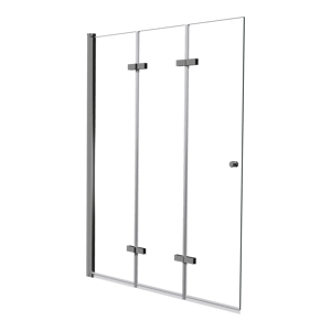 Luca Varess Kuresa dreiteilige zusammenklappbare Badewannenabtrennung 140 cm, Klarglas, Chrom Profil