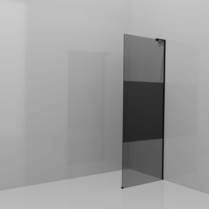 Balmani Modular Walk-In Dusche: 80 x 200 cm, Rauchglas mit mattiertem Streifen, inklusive Coating, Profil Schwarz matt mit L-Shape