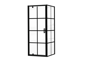 Luca Varess Vidor douchehoek met draaideur en vaste zijwand 80 x 80 cm Square glas mat zwart profiel
