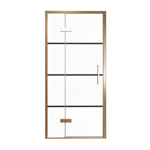 Balmani Senses Design douche draaideur links 100 cm x 210 cm Lined glas, Brushed Rosegold profielen, met coating