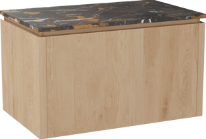 Balmani Eclips meuble salle de bains suspendu 90 x 55 cm Chêne naturelle avec Stretto tablette simple en Portoro Gold marbre