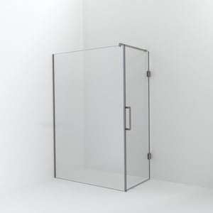 Balmani Modular inloopdouche met deur: 140 x 200 cm met deur 80 cm, Helder glas, Brushed CoolMetal profielen