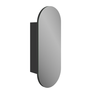 Storke Spiegelschrank Bad: Oval, 100 x 40 cm, Schwarz matt