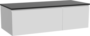 Storke Edge zwevend badmeubel 120 x 52 cm mat wit met Panton enkel of dubbel wastafelblad in gepoedercoate mdf mat zwart