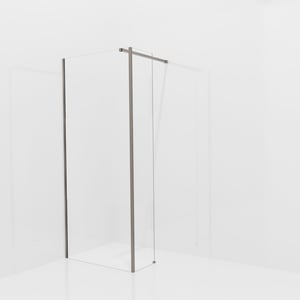 Balmani Modular douche à l'italienne avec paroi latérale fixe: 90 x 200 cm, Verre transparent avec bande mate, Profil Brushed GunMetal