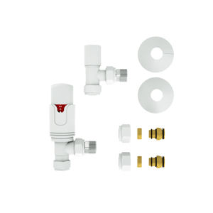 Vipera Torci set de robinet thermostatiqueconnexion coudée à 90° Blanc Brillant