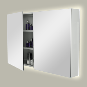 Storke Reflecta Spiegelschrank, 120 x 75 cm, weiß glänzend, mit Spiegelbeleuchtung