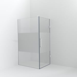 Balmani Modular douche à l'italienne avec porte: 120 x 200 cm avec porte 90 cm, Verre transparent avec bande mate, Profil Blanc mat