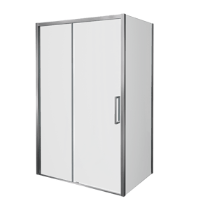 Balmani Senses Design Eckdusche: Schiebetür (Links) mit fixierte Seitenwand, 120 x 90 cm, Klarglas, Profil Chrom glänzend, inklusive Coating