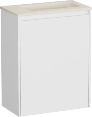 Storke Edge zwevend toiletmeubel 40 x 22 cm mat wit met Fina wastafel in Sand mat Top Solid