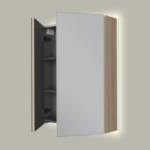 Linie Montro spiegelkast 60 x 75 cm licht eiken met spiegelverlichting