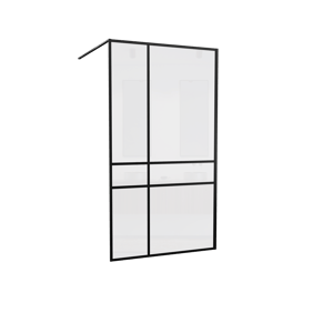 Balmani Framed Plus Walk-In-Dusche 120 x 210 cm Crossed Glas, inklusive Coating, schwarz Profil