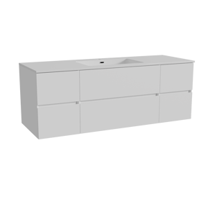 Storke Edge meuble salle de bains suspendu 145 x 52 cm blanc mat avec Diva plan simple en marbre composite blanc brillant