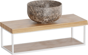 Balmani Life Edge Mini tablette 55 x 22,50 cm teck avec Bowl vasque à poser en marbre Dark Emperador
