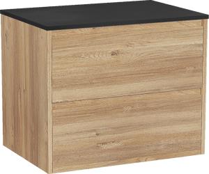 Storke Seda meuble salle de bains suspendu 75 x 52 cm chêne brut avec Panton tablette simple en mdf enduit de poudre noir mat