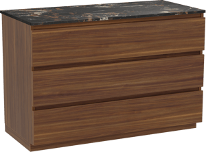 Balmani Lucida meuble salle de bains à poser 120 x 55 cm noyer américain avec Stretto tablette simple en marbre portoro gold