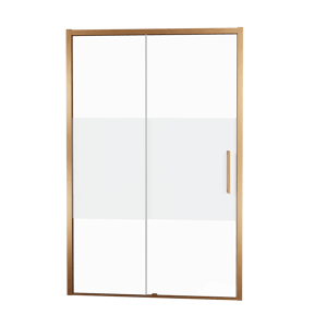 Balmani Senses Design porte coulissante à gauche 120 cm x 210 cm verre transparent avec bande matte, Profil Brushed Rosegold, coating inclus