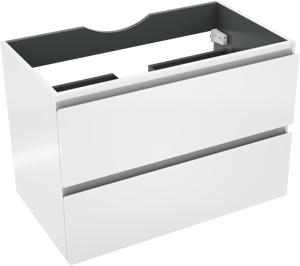 Linie Lado zwevende wastafelonderkast 80 x 46 cm Hoogglans Wit 2 lades