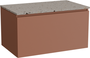 Balmani Sfera by Lucida zwevend badkamermeubel 90 x 55 cm cotto met Stretto enkel tablet in terrazzo greige terrazzo