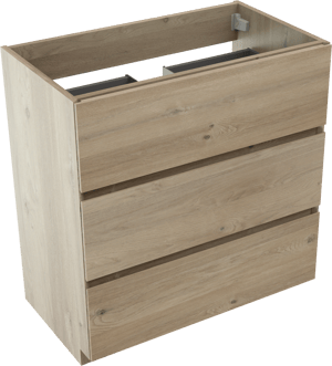 Storke Edge staande wastafelonderkast 80 x 46 cm ruw eiken 3 lades