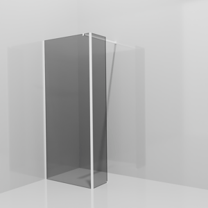 Balmani Modular Walk-In Dusche mit fester Seitenwand: 90 x 200 cm, Rauchglas, inklusive Coating, Profil Weiß matt