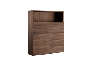 Balmani Forma zwevende badkamerkast Amerikaanse notelaar 100 x 30 x 120 cm horiz. sym. groef