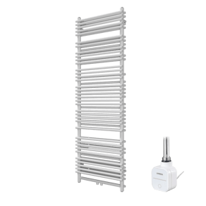 Vipera Alegria sèche-serviettes Doublé 60 x 180 cm chauffage électrique blanc mat raccordement latéral et central possible 1500W, résistance incluse