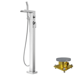 Blaufoss Fontana robinet baignoire îlot avec douchette chrome brillant
