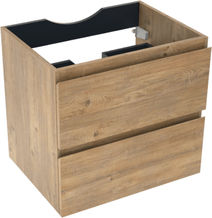 Linie Lado hängender Waschbeckenunterschrank: 60 x 46 cm, Eiche Natur, 2 Schubladen