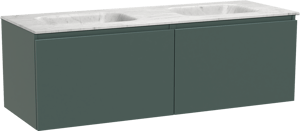Balmani Sfera by Lucida zwevend badkamermeubel 150 x 55 cm forest met Tablo Arcato dubbele wastafel in marmer carrara
