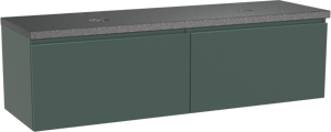 Balmani Sfera by Lucida zwevend badkamermeubel 180 x 55 cm forest met Rock dubbel tablet in graniet zwart