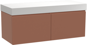 Balmani Sfera by Lucida zwevend badkamermeubel 135 x 55 cm cotto met Dominus enkel of dubbel tablet in solid surface mat wit