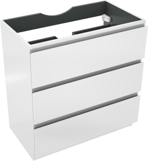 Linie Lado stehender Waschbeckenunterschrank: 80 x 46 cm, Weiß Glänzend, 3 Schubladen
