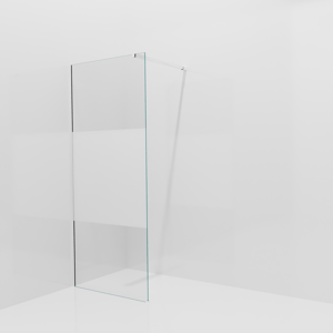 Balmani Modular inloopdouche: 90 x 200 cm, Helder glas met matte strook, Hoogglans chroom profielen