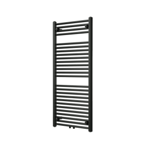 Vipera Kanza enkele handdoekradiator 50 x 120 cm centrale verwarming mat zwart zij- en middenaansluiting 691W