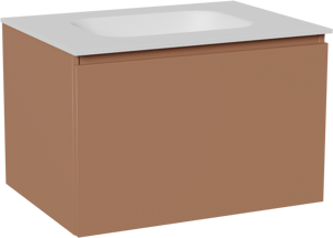 Balmani Sfera by Lucida zwevend badkamermeubel 75 x 55 cm cotto met Tablo Arcato enkele wastafel in solid surface mat wit