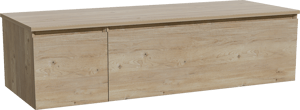 Storke Edge zwevend badkamermeubel 140 x 52 cm ruwe eik met Panton enkel of dubbel tablet in melamine ruwe eik