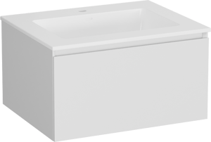 Storke Edge zwevend badmeubel 65 x 52 cm mat wit met Bilia enkele wastafel in composietmarmer hoogglans wit