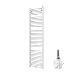 Vipera Kanza Einzel Handtuchheizkörper 50 x 180 cm Elektrische Heizung Weiß glänzend Seiten- und Mittelanschluss 800W, inkl. Widerstand